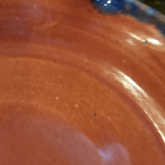 Sheltons North Carolina Pottery Dish Mauve Pink and Dark Blue Glaze 1995 - Picture 9 of 10